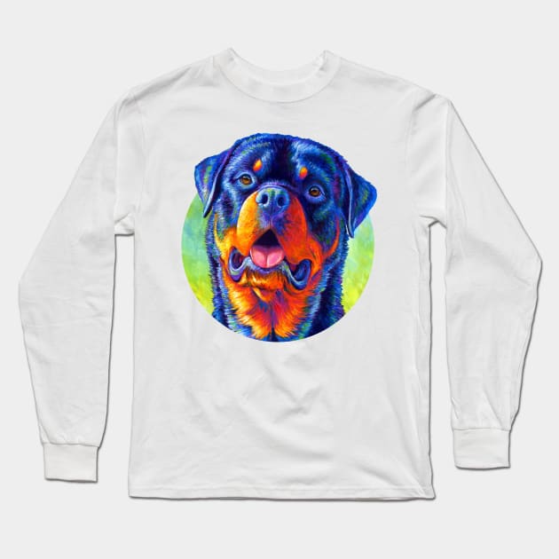 Colorful Rottweiler Dog Long Sleeve T-Shirt by rebeccawangart